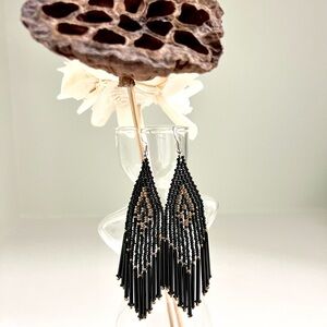 Stylish Black Beaded Earrings